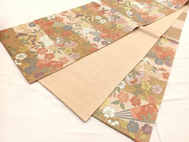 平和屋着物◎六通柄袋帯 唐織 舞桜扇文 金糸 正絹 逸品