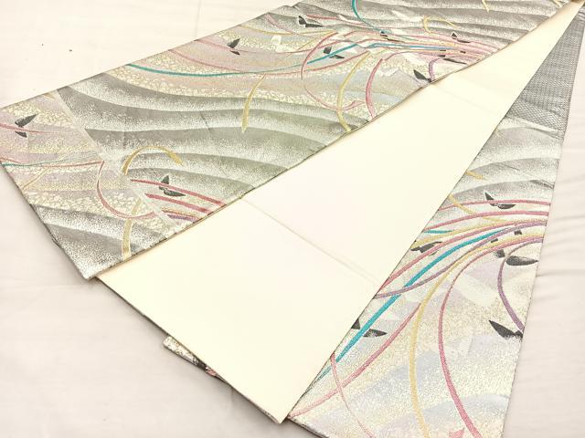 平和屋着物◎六通柄袋帯 鬘帯舞蝶文 金銀糸 正絹 逸品 BAAO3427if