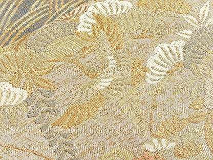 平和屋着物◎六通柄袋帯　花苑小菊文　金糸　正絹　逸品　BAAO3446if