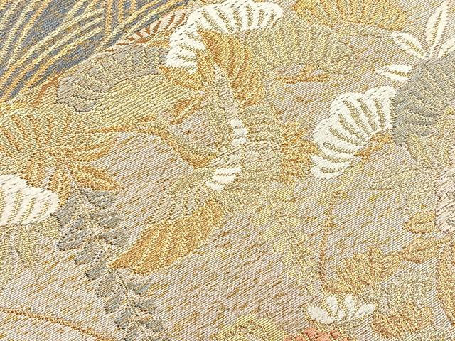 平和屋着物◎六通柄袋帯　花苑小菊文　金糸　正絹　逸品　BAAO3446if