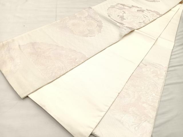 平和屋着物◎六通柄袋帯 唐織 鳳凰花文 銀糸 正絹 逸品 BAAO3455if