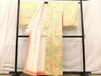 平和屋着物■上質な小紋　芝草花文　暈し染め　正絹　逸品　BAAO3635bs