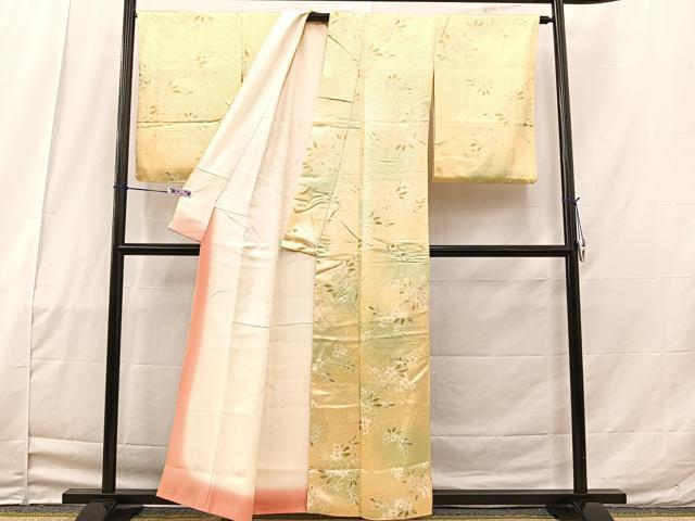 平和屋着物■上質な小紋　芝草花文　暈し染め　正絹　逸品　BAAO3635bs
