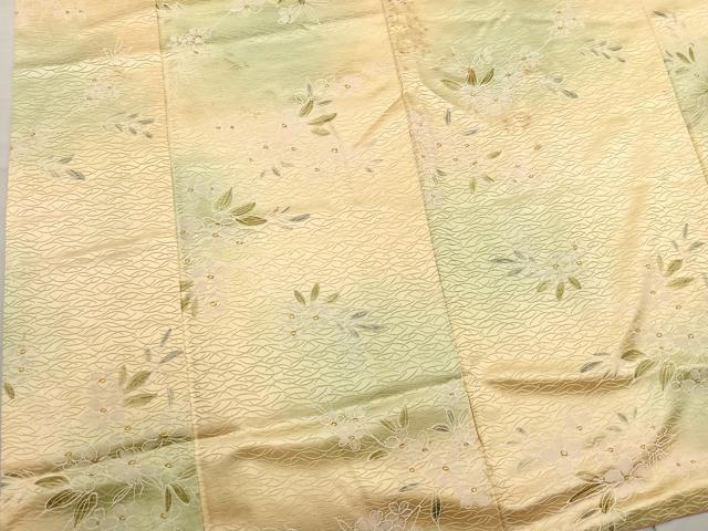平和屋着物■上質な小紋　芝草花文　暈し染め　正絹　逸品　BAAO3635bs