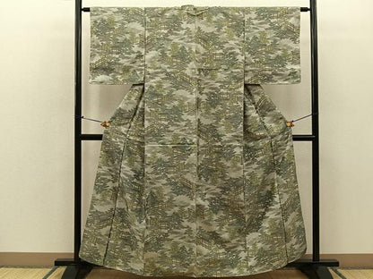 平和屋着物■上質なお召 7マルキ 風景文 正絹 逸品 BAAO4983hz