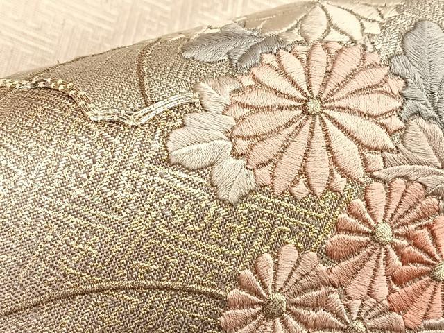 平和屋着物■太鼓柄袋帯 総刺繍 駒刺繍 雲取有職華紋 銀糸 正絹 逸品 BAAO5081du