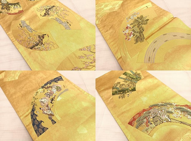 平和屋着物□全通柄袋帯 地紙琳派文様 引箔 正絹 逸品 BAAO5088du