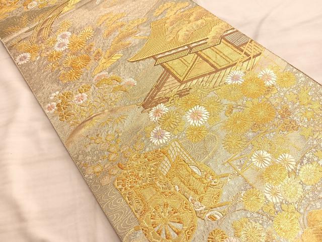 H2307★ 着物淡雪 ★ 正絹　全通袋帯　京洛時代祭還幸絵巻　24金箔 H2307☆ 着物淡雪 ☆ 正絹 全通袋帯 京洛時代祭還幸絵巻 24金箔