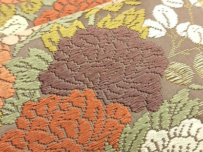 平和屋着物●六通柄袋帯 唐織 流水花車舞蝶文 金糸 正絹 逸品 BAAO5201ea