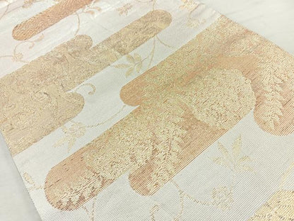 平和屋着物◎佐賀錦 六通柄袋帯 霞草花文 金銀糸 正絹 逸品 BAAO6386cm
