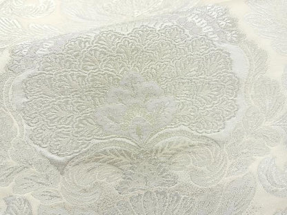 平和屋着物◎六通柄袋帯 更紗花文 銀糸 正絹 逸品 BAAO6426cm
