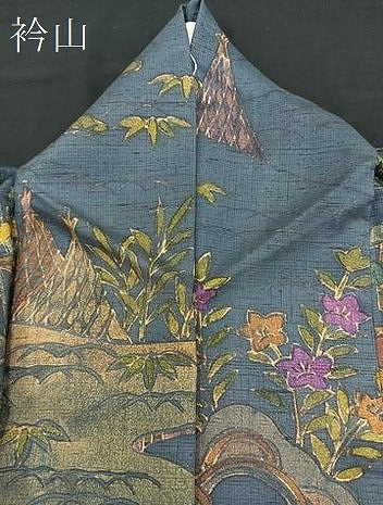 平和屋着物●付下げ　作家物　紬地　風景文　正絹　逸品　BAAO7991ph