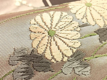 平和屋着物■六通柄袋帯 唐織 流水草花文 金糸 正絹 逸品 BAAO8471du