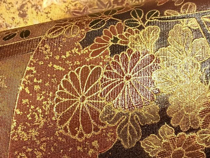 平和屋着物■太鼓柄袋帯 彩華雅扇文 金彩 正絹 逸品 BAAO8484du