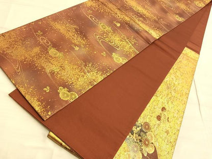 平和屋着物■太鼓柄袋帯 彩華雅扇文 金彩 正絹 逸品 BAAO8484du