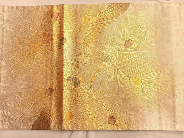 平和屋着物□太鼓柄袋帯 若松葉 金彩 正絹 逸品 BAAO8487du