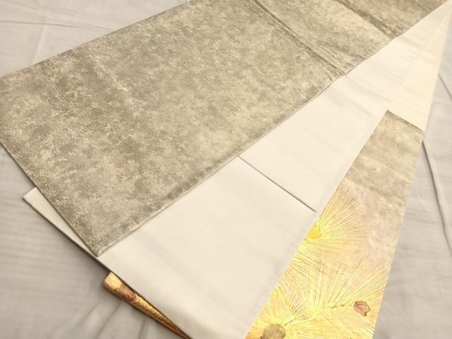平和屋着物■太鼓柄袋帯　若松葉　金彩　正絹　逸品　BAAO8487du