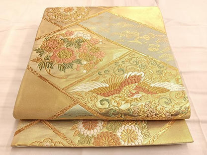 平和屋着物◎六通柄袋帯 唐織 鳳凰宝尽くし花丸文 金糸 正絹 逸品 BAAO8525du