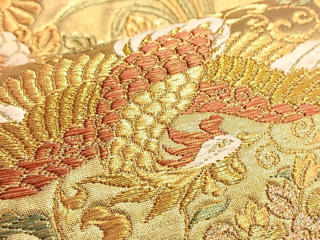 平和屋着物◎六通柄袋帯 唐織 鳳凰宝尽くし花丸文 金糸 正絹 逸品 BAAO8525du