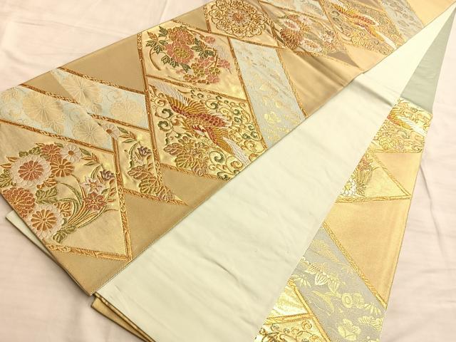 平和屋着物◎六通柄袋帯 唐織 鳳凰宝尽くし花丸文 金糸 正絹 逸品 BAAO8525du