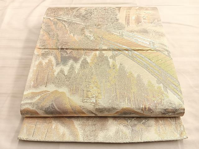 平和屋着物◎六通柄袋帯 京洛錦 二重引箔 金銀糸 正絹 逸品 BAAO8526du