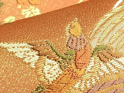 平和屋着物◎六通柄袋帯 唐織 鳳凰流水花文 金糸 正絹 逸品 BAAO8535du
