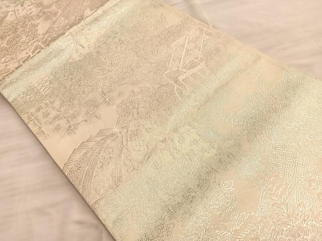 平和屋着物◎六通柄袋帯 源氏物語 銀糸 正絹 逸品 BAAO8545du