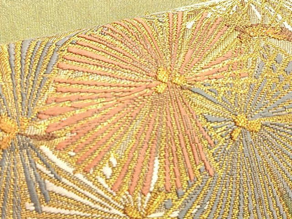 平和屋着物◎六通柄袋帯 唐織 枝松文 金糸 正絹 逸品 BAAO8553du