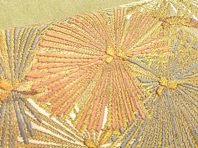 平和屋着物◎六通柄袋帯 唐織 枝松文 金糸 正絹 逸品 BAAO8553du
