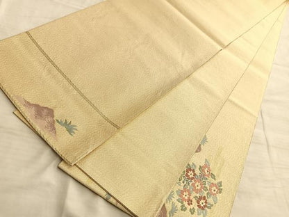 平和屋着物◎太鼓柄袋帯 向かい鳥花文 金糸 正絹 逸品 BAAO8559du