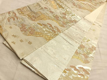 平和屋着物◎六通柄袋帯 唐織 福寿 金銀糸 正絹 逸品 BAAO8563du