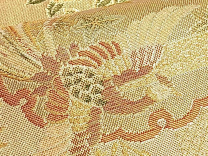 平和屋着物◎本佐賀錦 両面六通柄袋帯 鳳凰有職花文 金糸 正絹 逸品 BAAO8576du