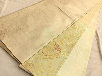 平和屋着物◎本佐賀錦 両面六通柄袋帯 鳳凰有職花文 金糸 正絹 逸品 BAAO8576du