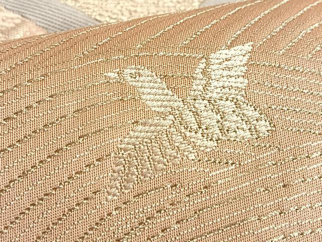 平和屋着物◎六通柄袋帯 唐織 天井絵扇面文 二重箔 正絹 逸品 BAAO8583du