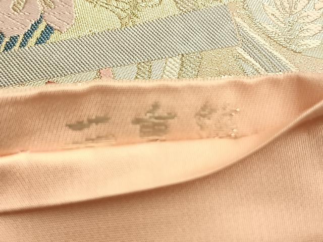 平和屋着物◎六通柄袋帯 唐織 天井絵扇面文 二重箔 正絹 逸品 BAAO8583du