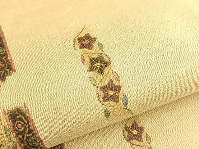平和屋着物●太鼓柄袋帯 紬地 花間道 金彩 正絹 逸品 BAAO8959du