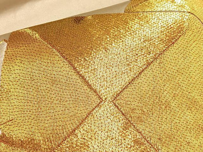 平和屋着物●太鼓柄袋帯　総刺繍　駒刺繍　流水雲取り文様　金糸　正絹　逸品　BAAO8968du