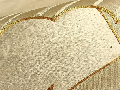 平和屋着物●太鼓柄袋帯　総刺繍　駒刺繍　流水雲取り文様　金糸　正絹　逸品　BAAO8968du