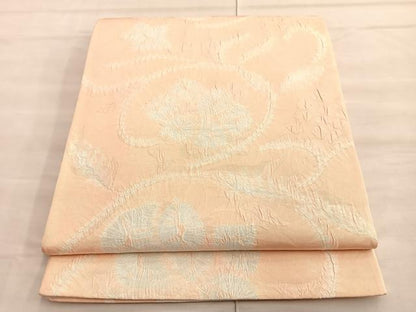 平和屋着物●六通柄袋帯 総絞り ふくれ織り 花唐草文 正絹 逸品 BAAO8999du