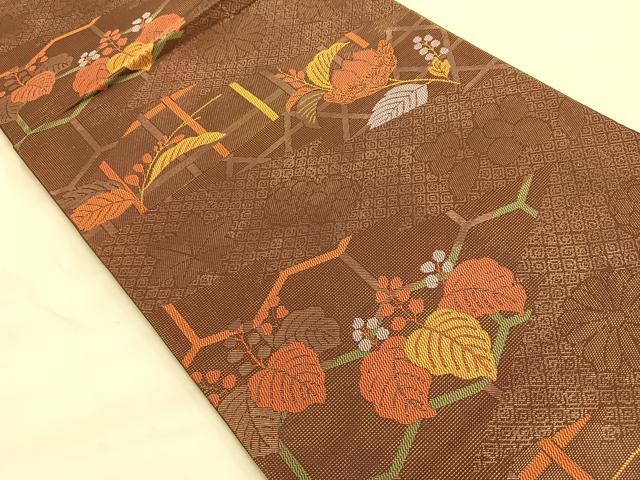 平和屋着物●六通柄袋帯 桐亀甲文様 正絹 逸品 BAAO9901du