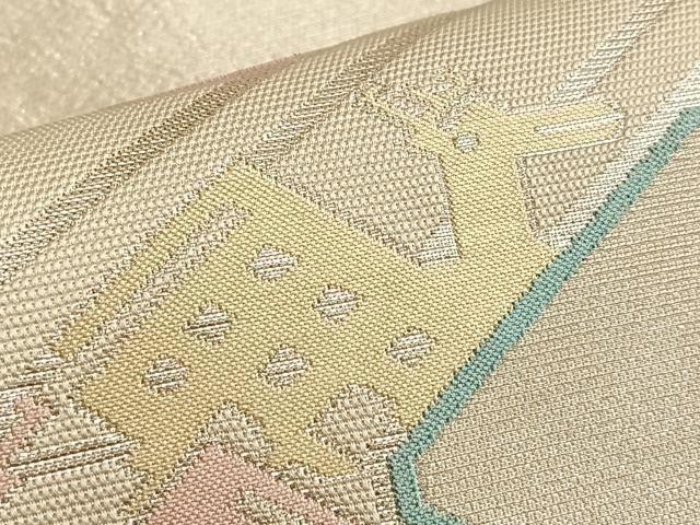 平和屋着物●六通柄袋帯 有栖川 銀糸 正絹 逸品 BAAO9914du
