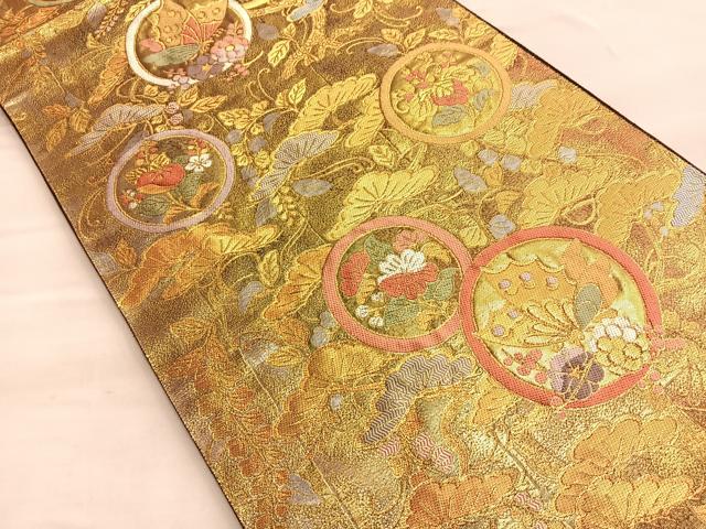 平和屋着物■六通柄袋帯 桃山揚羽蝶紋 金糸 正絹 逸品 BAAO9947du