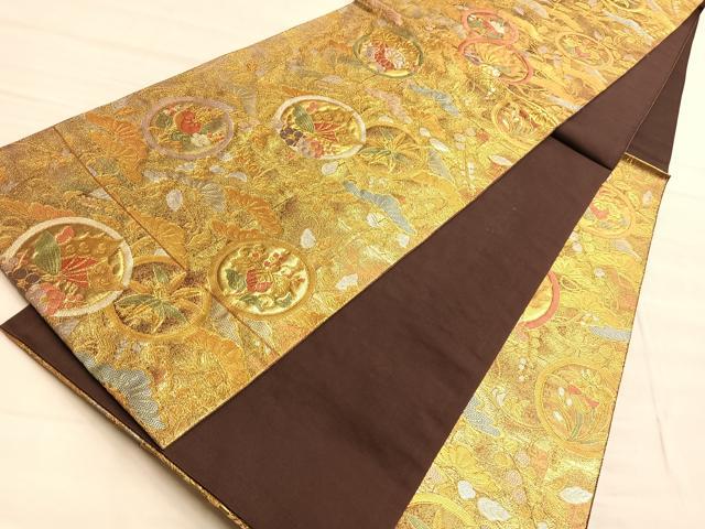 平和屋着物■六通柄袋帯 桃山揚羽蝶紋 金糸 正絹 逸品 BAAO9947du