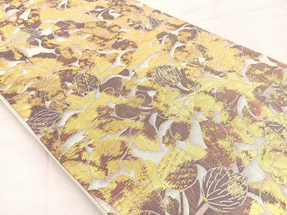 平和屋着物■六通柄袋帯 ふくれ織 飾花文 金糸 正絹 逸品 BAAP0030if