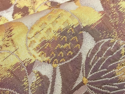 平和屋着物■六通柄袋帯 ふくれ織 飾花文 金糸 正絹 逸品 BAAP0030if