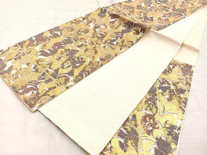 平和屋着物■六通柄袋帯 ふくれ織 飾花文 金糸 正絹 逸品 BAAP0030if