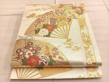 平和屋着物◎六通柄袋帯　唐織　よそおい　金銀糸　正絹　逸品　BAAP0142du