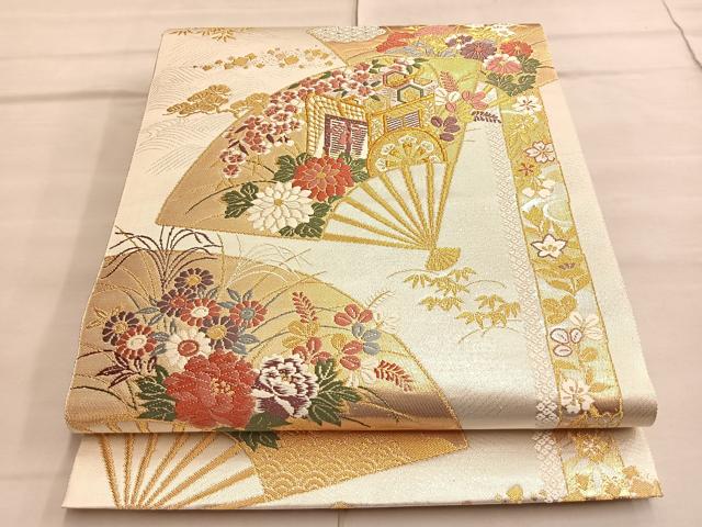 平和屋着物◎六通柄袋帯　唐織　よそおい　金銀糸　正絹　逸品　BAAP0142du