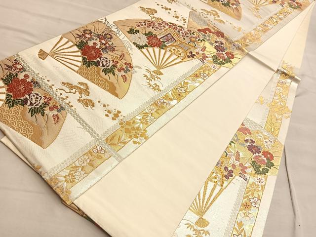 平和屋着物◎六通柄袋帯　唐織　よそおい　金銀糸　正絹　逸品　BAAP0142du