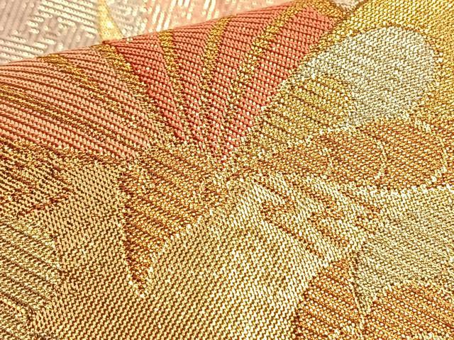 平和屋着物◎佐賀錦 六通柄袋帯 花蝶丸文 金銀糸 正絹 逸品 BAAP0231du